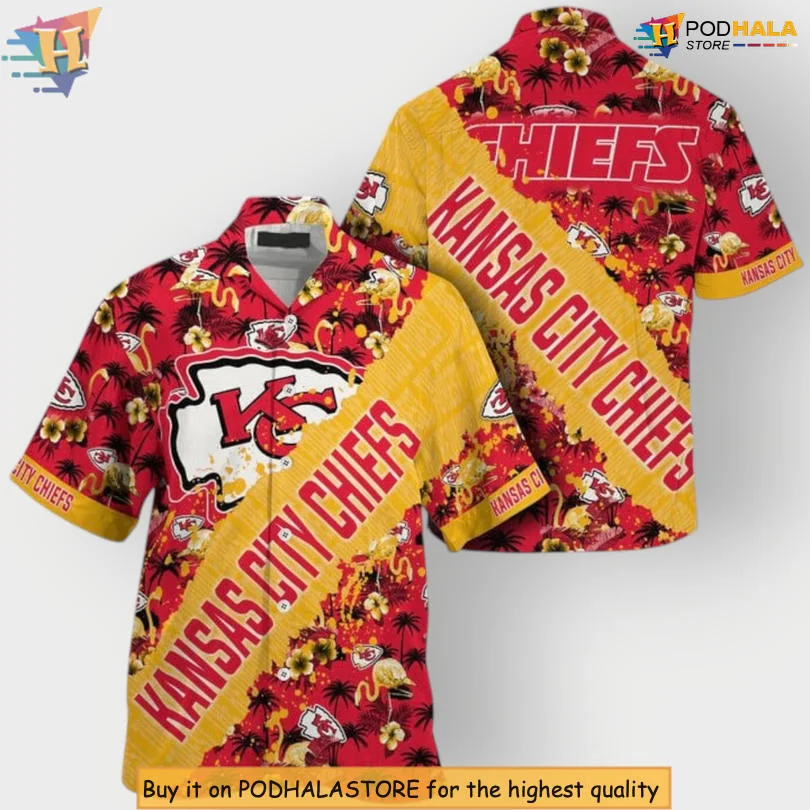 Kansas City Chiefs Tropical Shirt With Floral Patterns And Team Logo