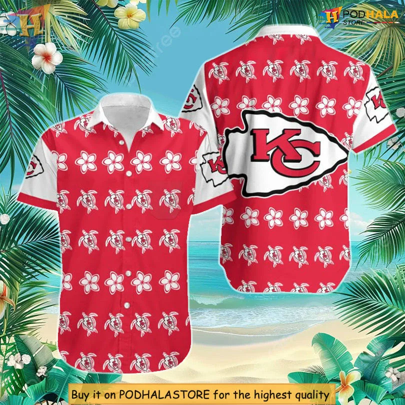 Kansas City Chiefs Turtle Hawaiian Shirt With Tropical Floral Design