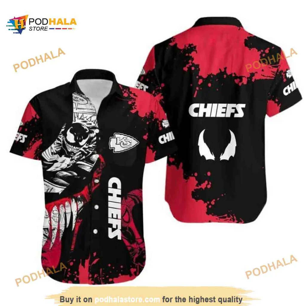 Kansas City Chiefs Venom Hawaiian Shirt With Bold Skull Design