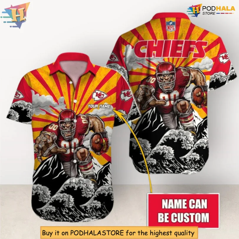 Kansas City Chiefs Warrior Wave Hawaiian Shirt With Retro Design