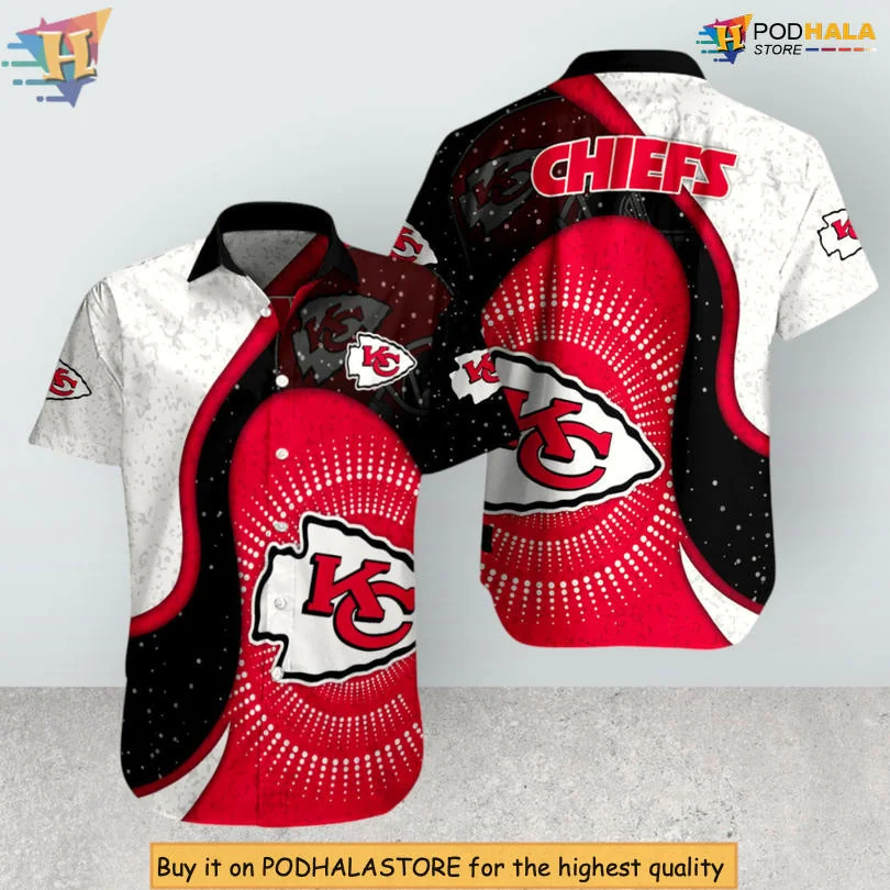 Kansas City Chiefs Wave Pattern Hawaiian Shirt With Team Logo