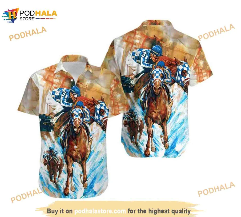 Kentucky Derby Horse Racing Hawaiian Shirt With Vibrant Jockey Design