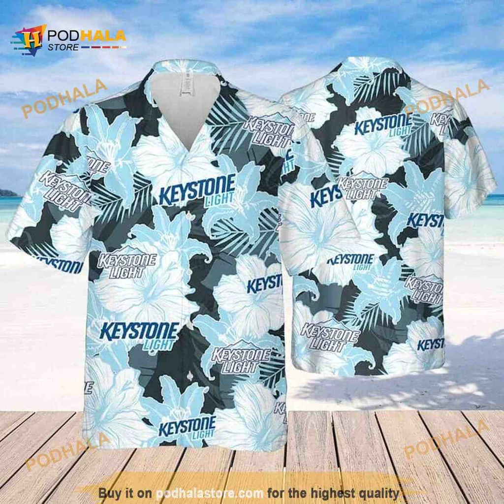 Keystone Light Beer Floral Hawaiian Shirt With Bold Design