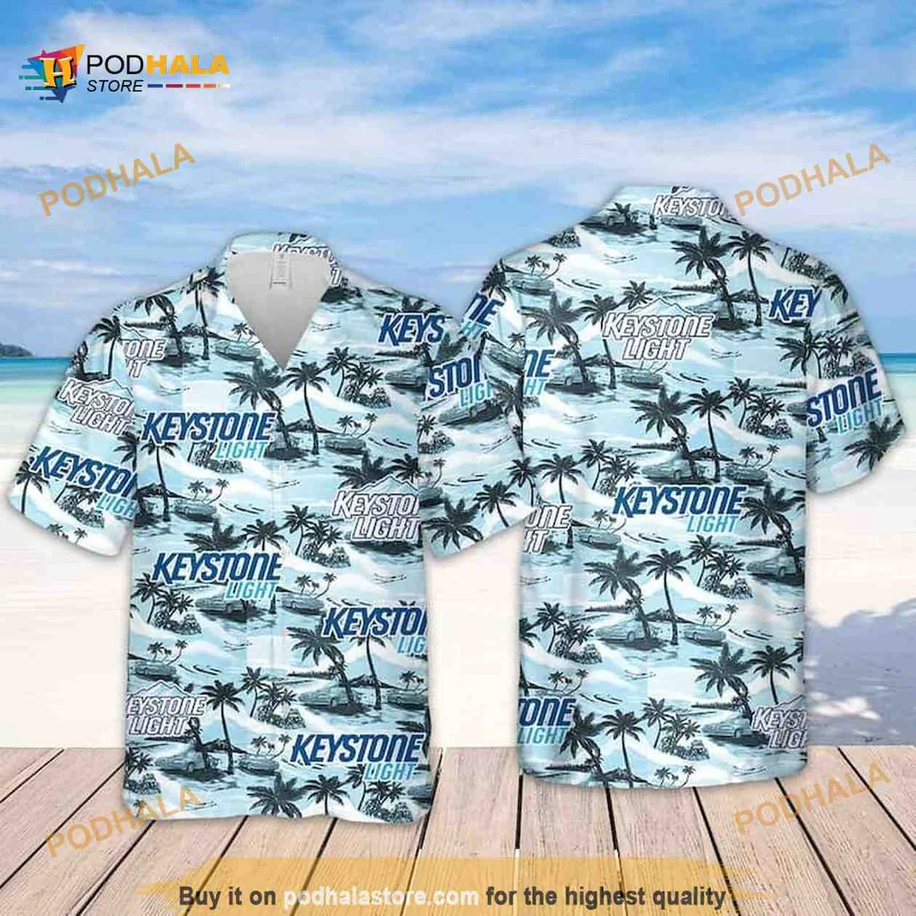 Keystone Light Beer Hawaiian Shirt With Tropical Island Pattern