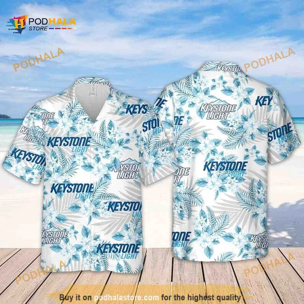 Keystone Light Tropical Flower Hawaiian Shirt For Beach Vibes