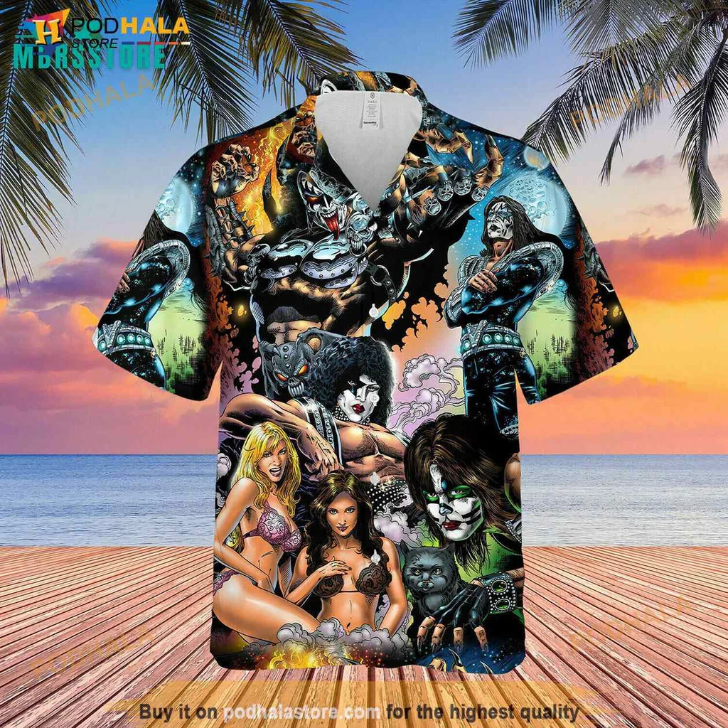 Kiss Band Fan Hawaiian Shirt With Colorful Retro Design