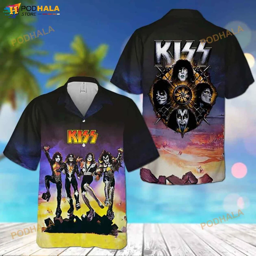 Kiss Rock Band Hawaiian Shirt With Colorful Design And Iconic Logo