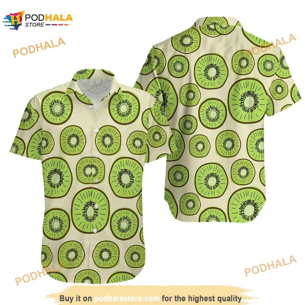 Kiwi Fruit Tropical Hawaiian Shirt With Playful Slice Prints