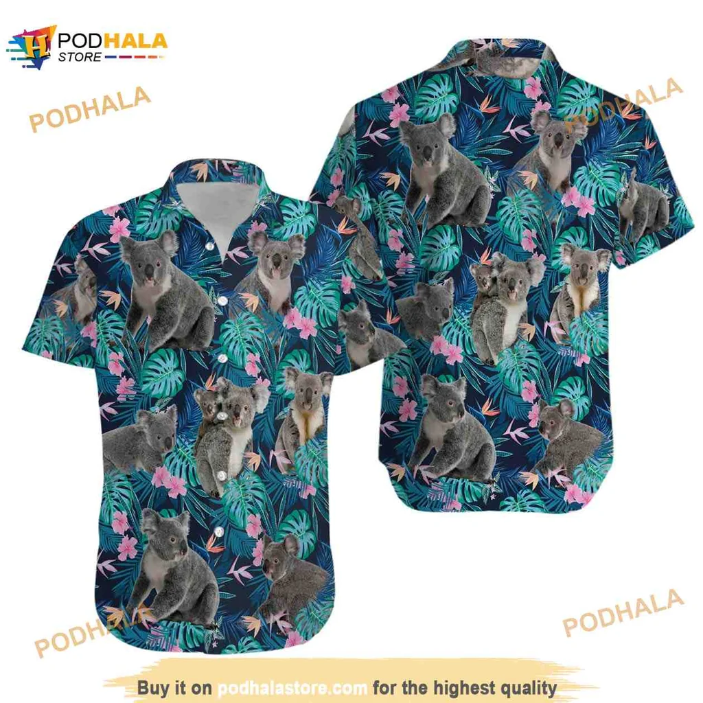 Koala Tropical Aloha Shirt With Lush Green Print