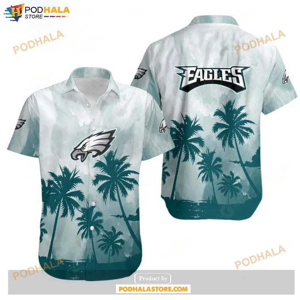 Laid Back Eagle Philadelphia Eagles Hawaiian Shirt With Coconut Trees, Tropical Design