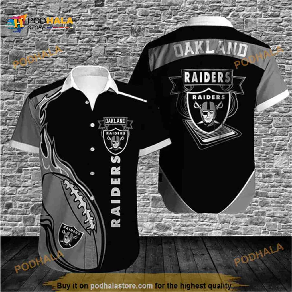 Las Vegas Raiders Aloha Shirt With Bold Flames And Team Logo