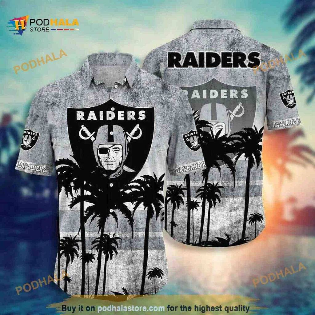 Las Vegas Raiders Aloha Shirt With Bold Raiders Design And Tropical Vibe