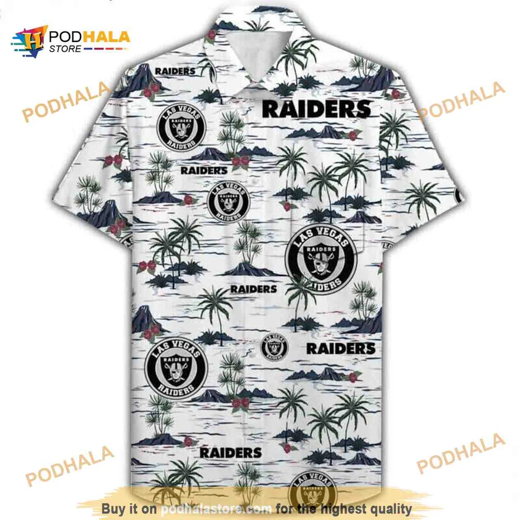 Las Vegas Raiders Aloha Shirt With Tropical Beach Pattern