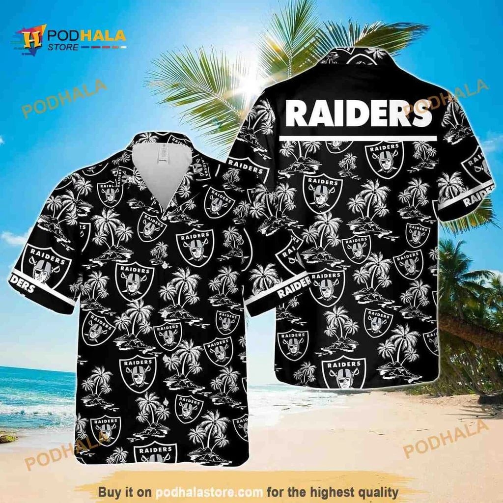 Las Vegas Raiders Aloha Shirt With Tropical Palm Pattern