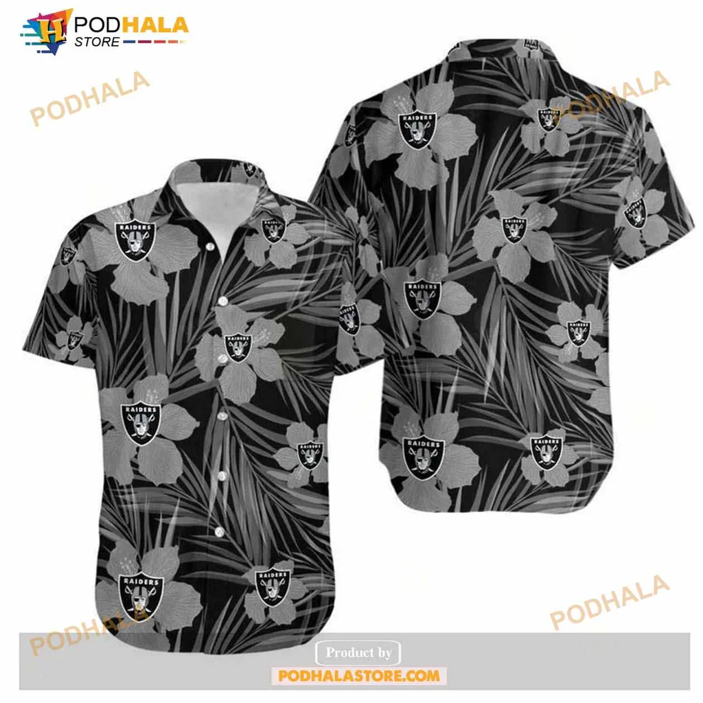 Las Vegas Raiders Floral Hawaiian Shirt With Tropical Palm Leaves