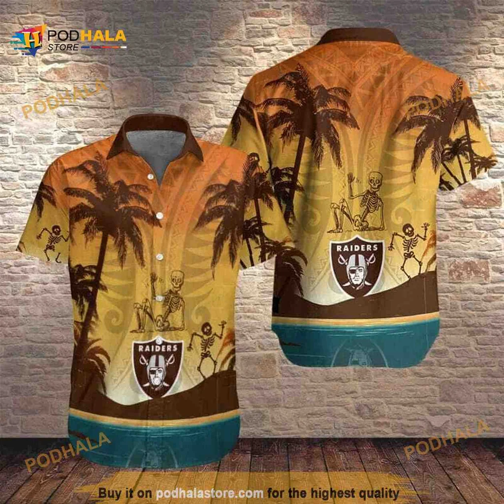 Las Vegas Raiders Funny Hawaiian Shirt With Tropical Sunset Design