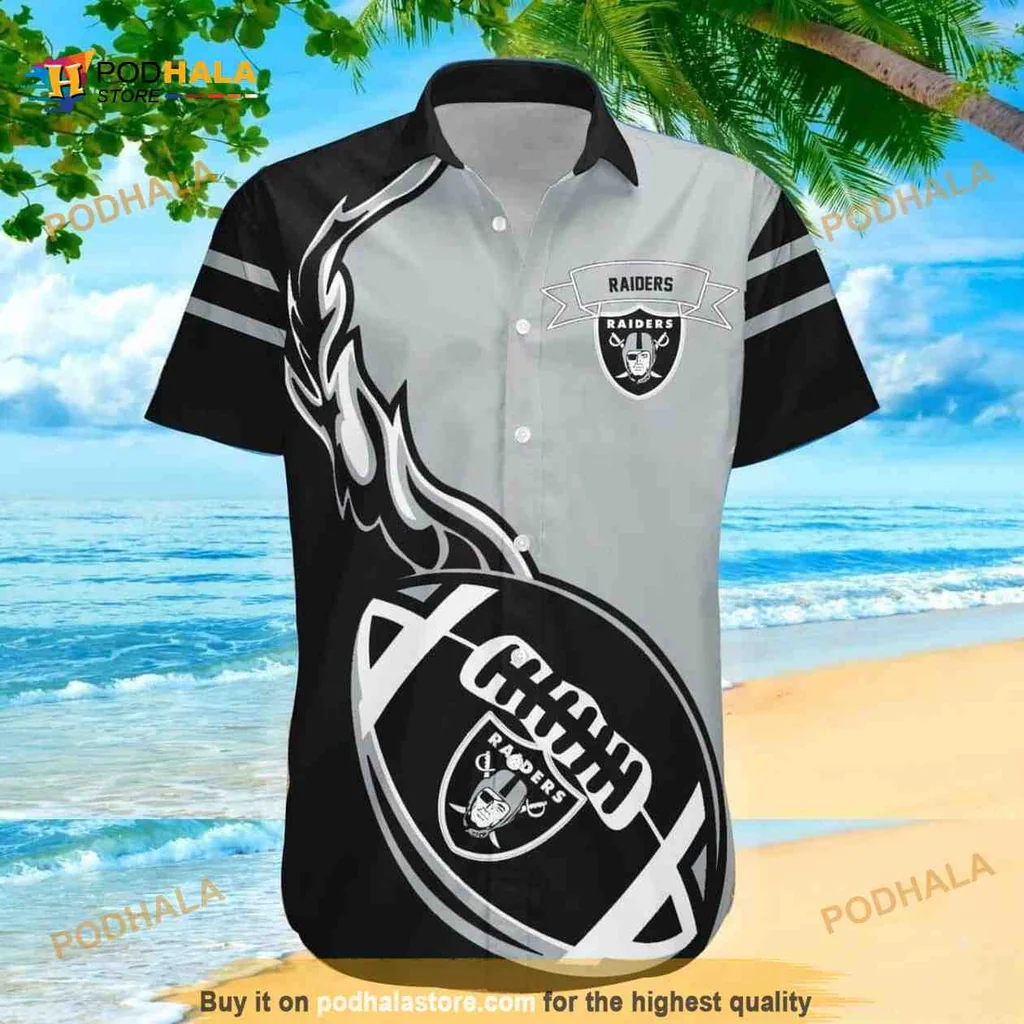 Las Vegas Raiders Hawaiian Shirt With Bold Football Graphic