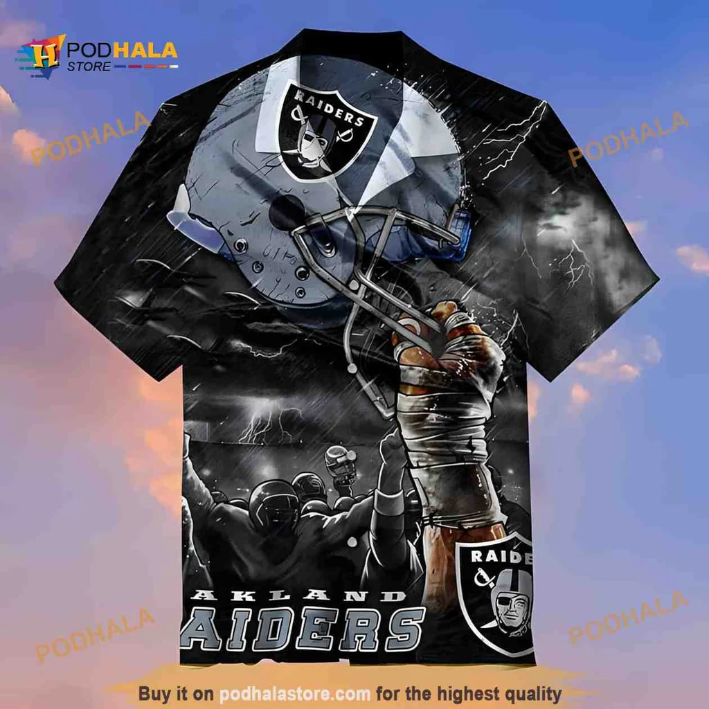 Las Vegas Raiders Hawaiian Shirt With Bold Helmet Design
