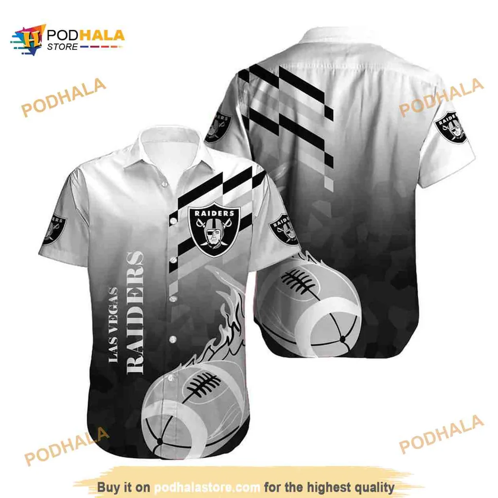 Las Vegas Raiders Hawaiian Shirt With Bold Logo And Football Graphics