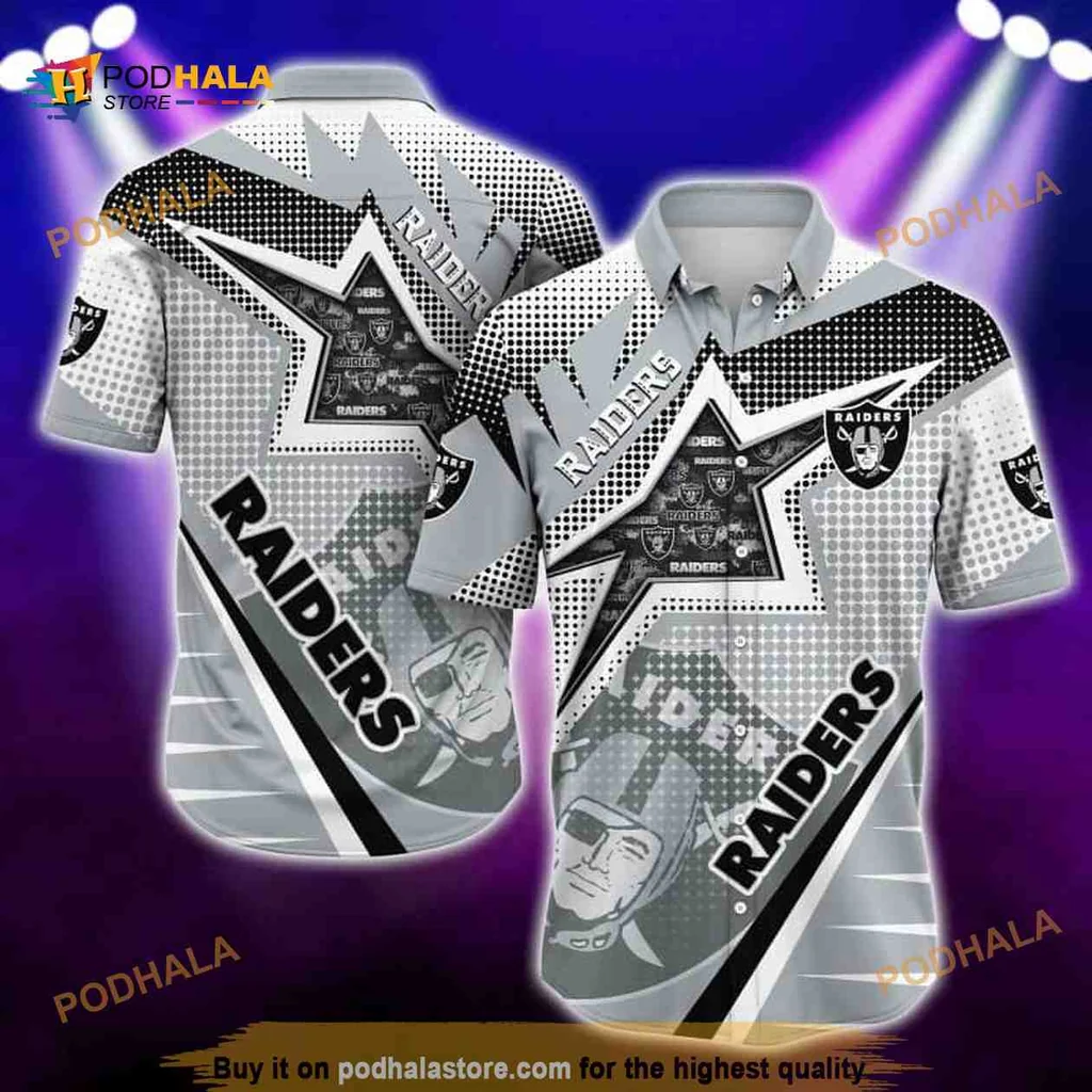 Las Vegas Raiders Hawaiian Shirt With Bold Logo And Star Design