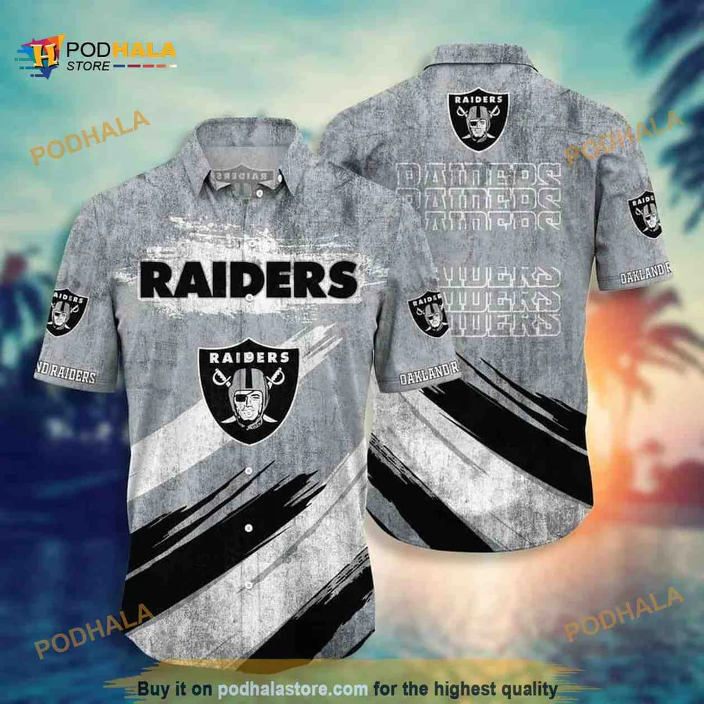 Las Vegas Raiders Hawaiian Shirt With Bold Logo And Stripes