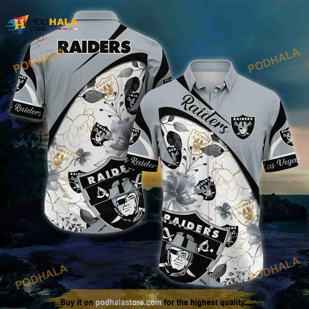 Las Vegas Raiders Hawaiian Shirt With Bold Logo And Tropical Floral Design