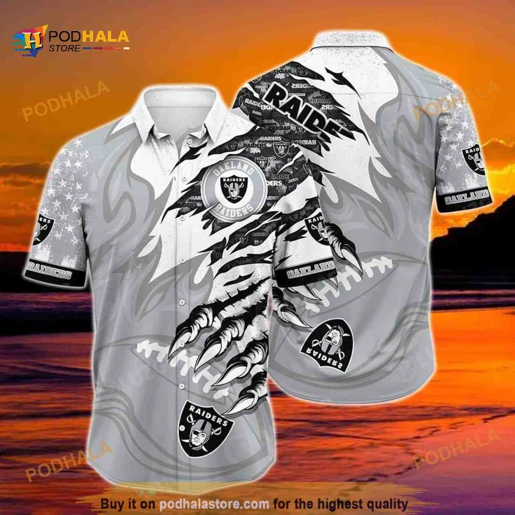 Las Vegas Raiders Hawaiian Shirt With Bold Team Logo And Flames