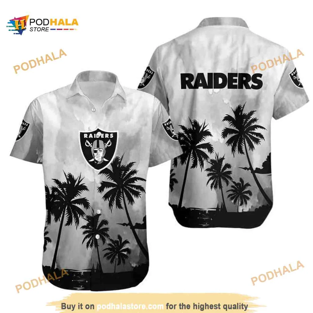 Las Vegas Raiders Hawaiian Shirt With Coconut Tree Pattern