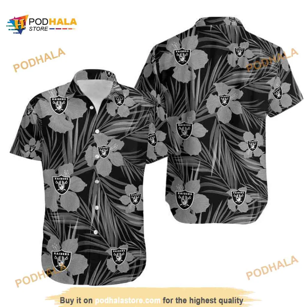 Las Vegas Raiders Hawaiian Shirt With Floral Pattern And Team Logo