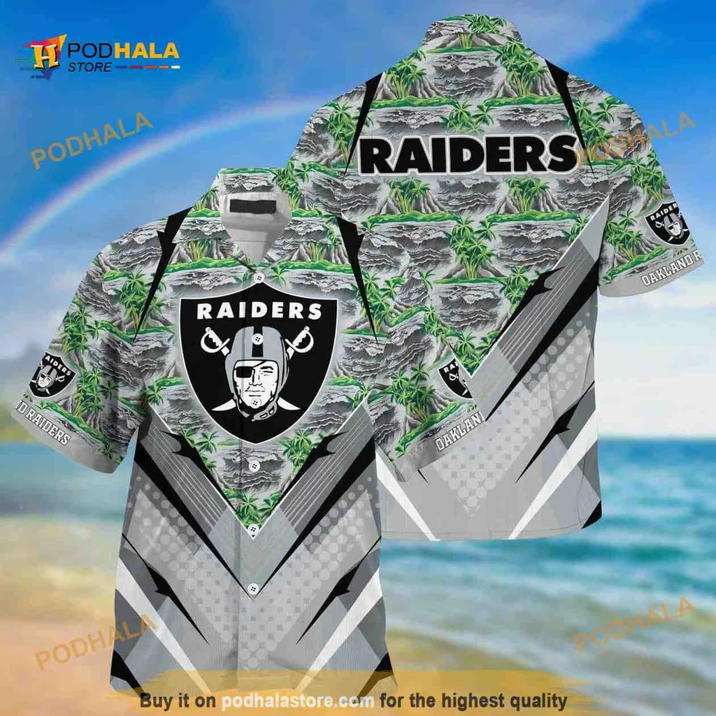 Las Vegas Raiders Hawaiian Shirt With Tropical Design And Logo