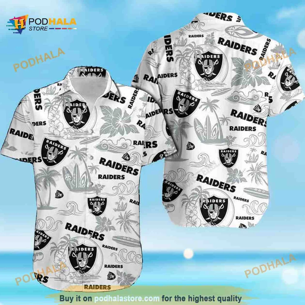 Las Vegas Raiders Hawaiian Shirt With Tropical Design And Team Logo
