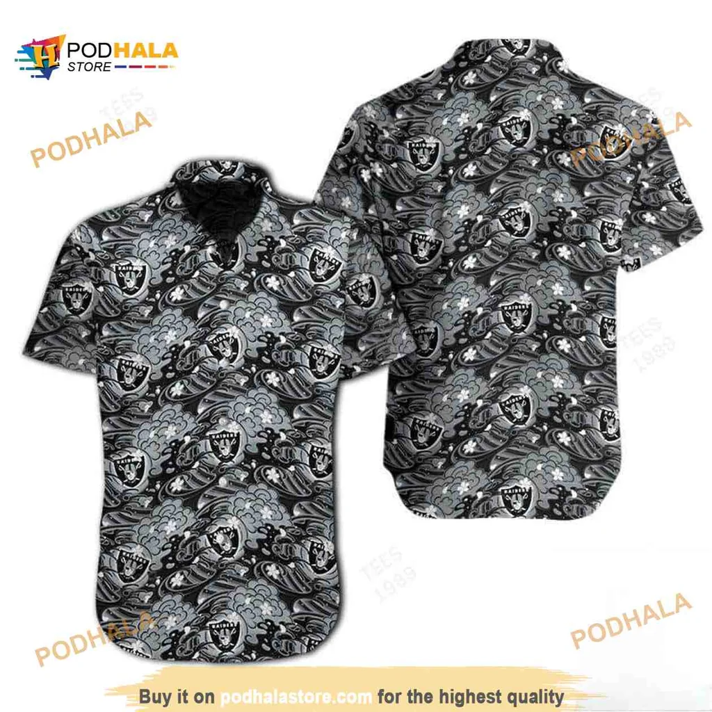 Las Vegas Raiders Hawaiian Shirt With Tropical Design For Nfl Fans