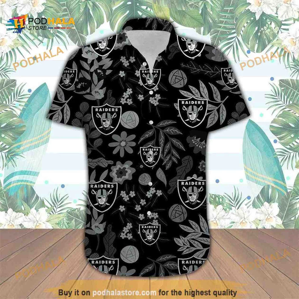 Las Vegas Raiders Hawaiian Shirt With Tropical Floral Design