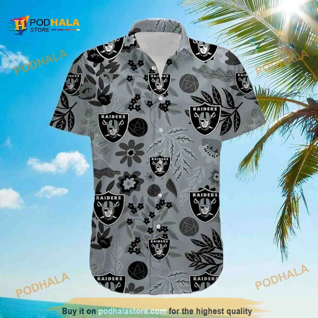 Las Vegas Raiders Hawaiian Shirt With Tropical Floral Design