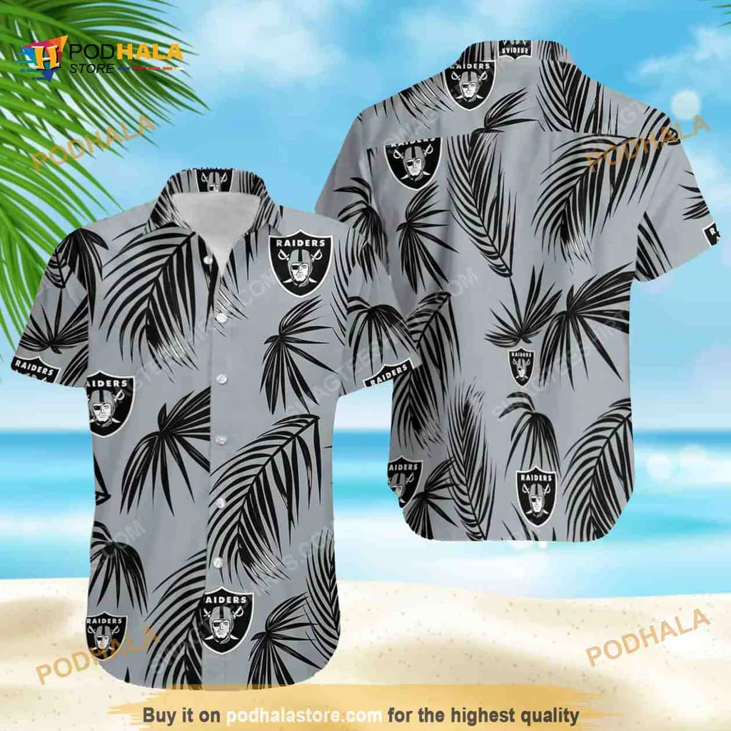 Las Vegas Raiders Hawaiian Shirt With Tropical Palm Leaves Design