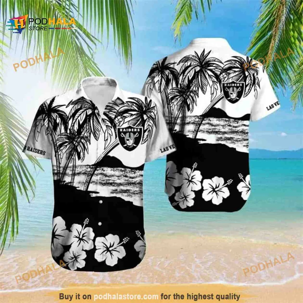 Las Vegas Raiders Hibiscus Aloha Shirt With Tropical Design