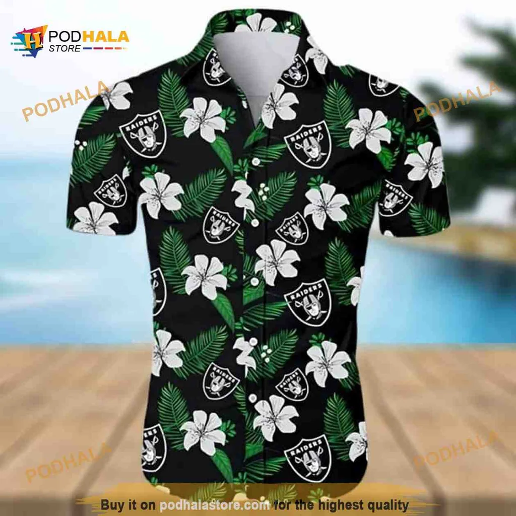 Las Vegas Raiders Hibiscus Shirt With Tropical Floral Design