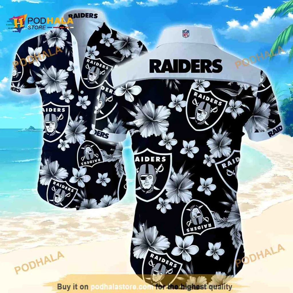 Las Vegas Raiders Hibiscus Shirt With Tropical Flower Pattern