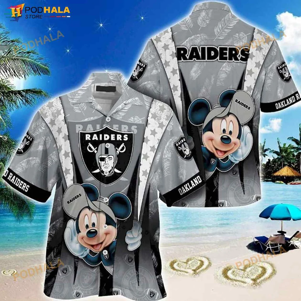 Las Vegas Raiders Mickey Mouse Hawaiian Shirt With Bold Team Logo
