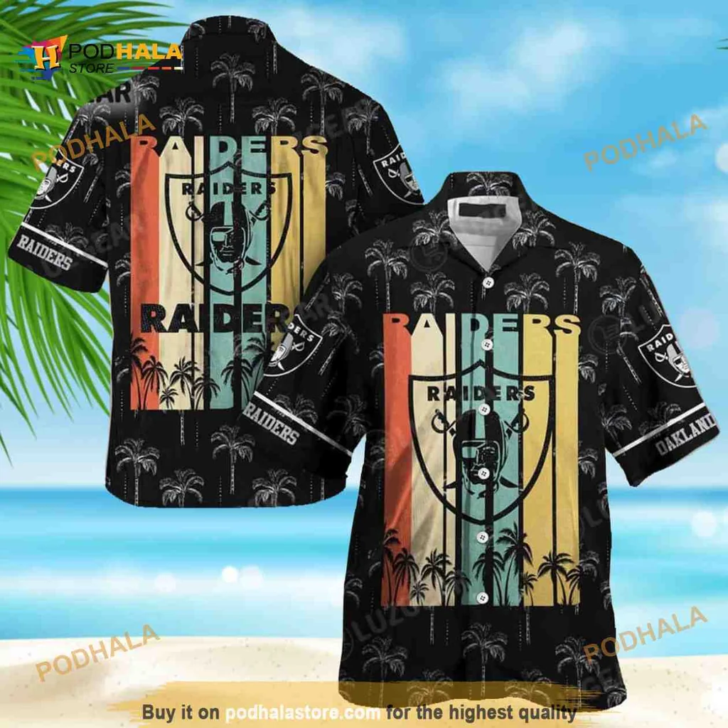 Las Vegas Raiders Retro Hawaiian Shirt Featuring Bold Design And Logo