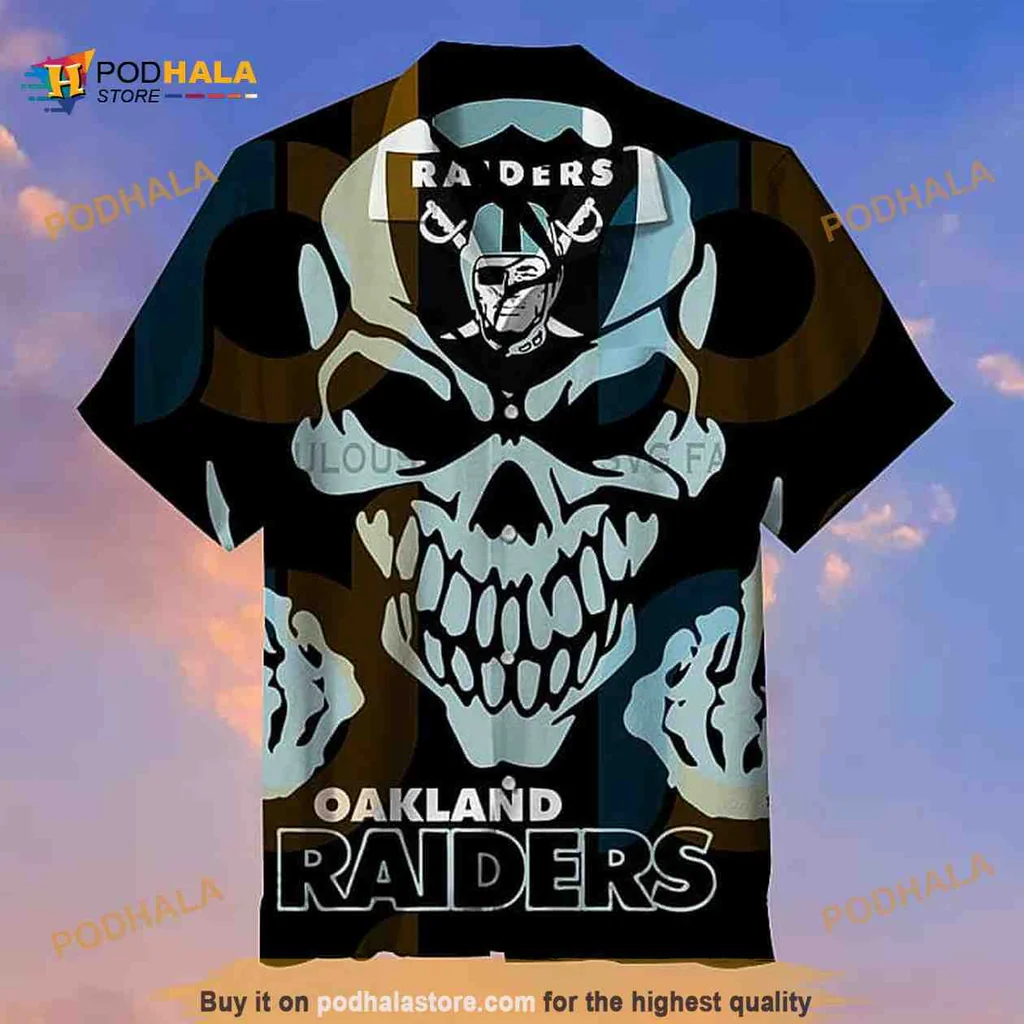 Las Vegas Raiders Skull Hawaiian Shirt With Bold Oakland Raiders Design