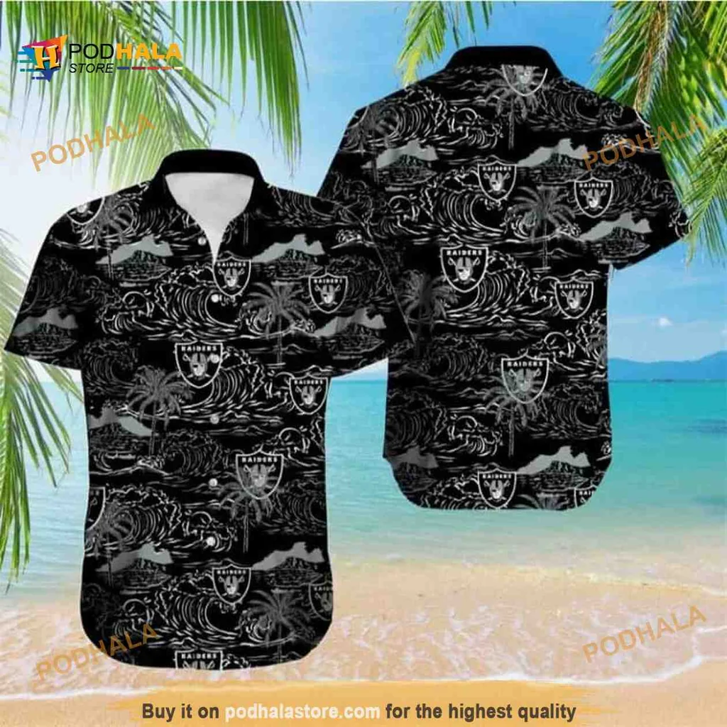 Las Vegas Raiders Tropical Hawaiian Shirt With Palm Leaves And Logo