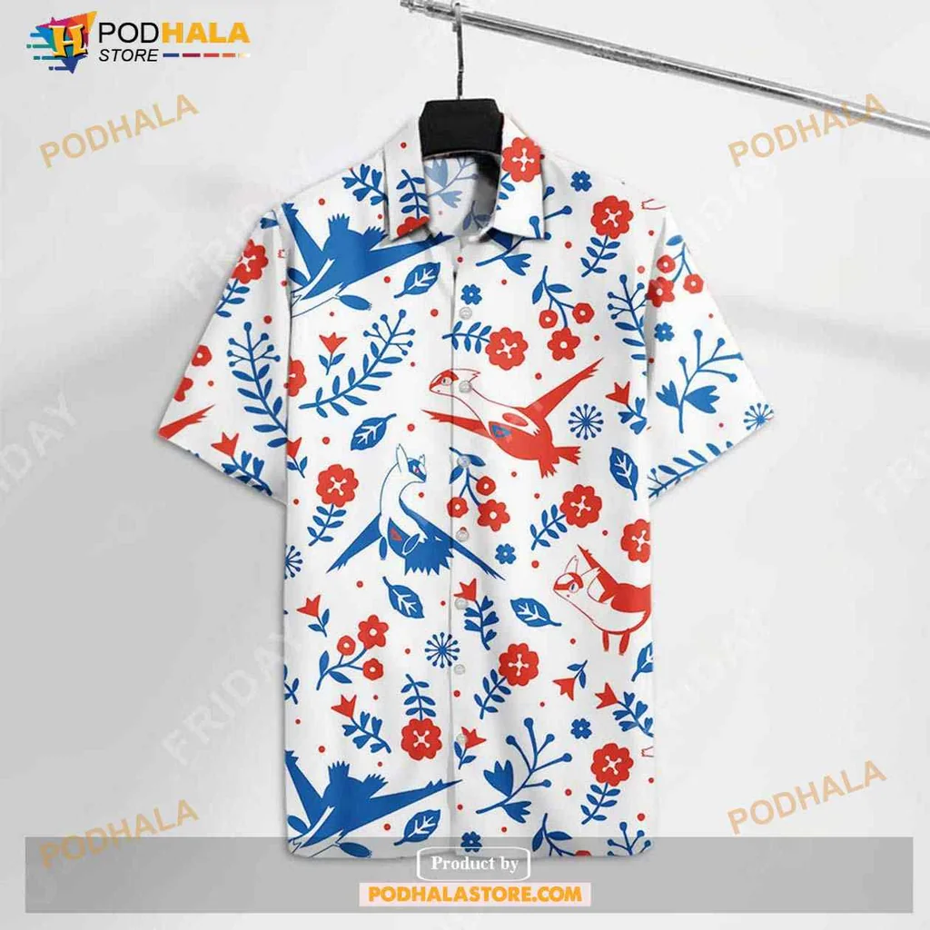 Latias Latios Hawaiian Shirt, Colorful Aloha Design For Pokémon Fans