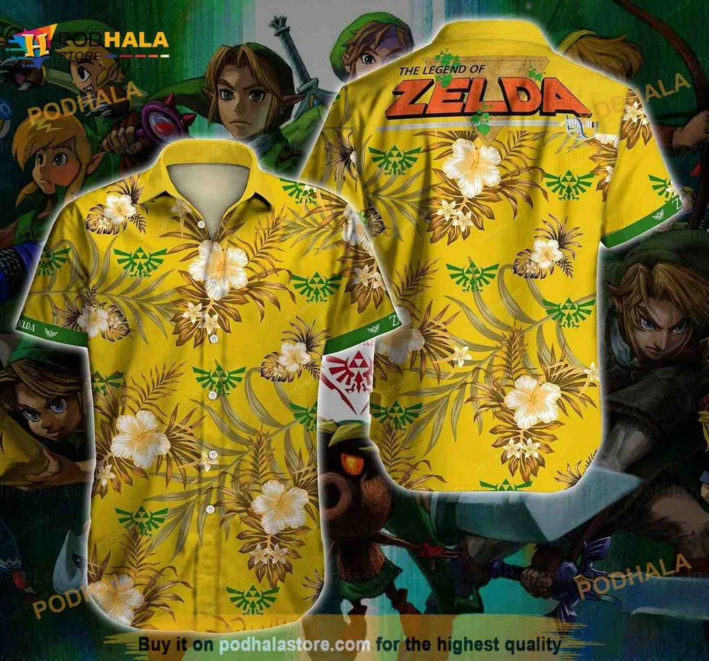 Legend Of Zelda Hawaiian Shirt With Tropical Floral Pattern