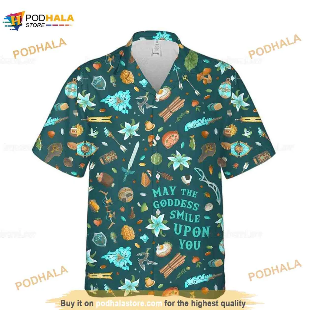 Legend Of Zelda Tropical Aloha Shirt, May The Goddess Smile Upon You