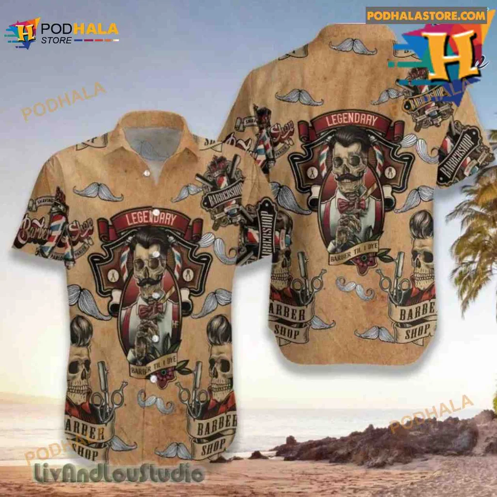 Legendary Barber Shop Hawaiian Shirt With Vintage Barber Design