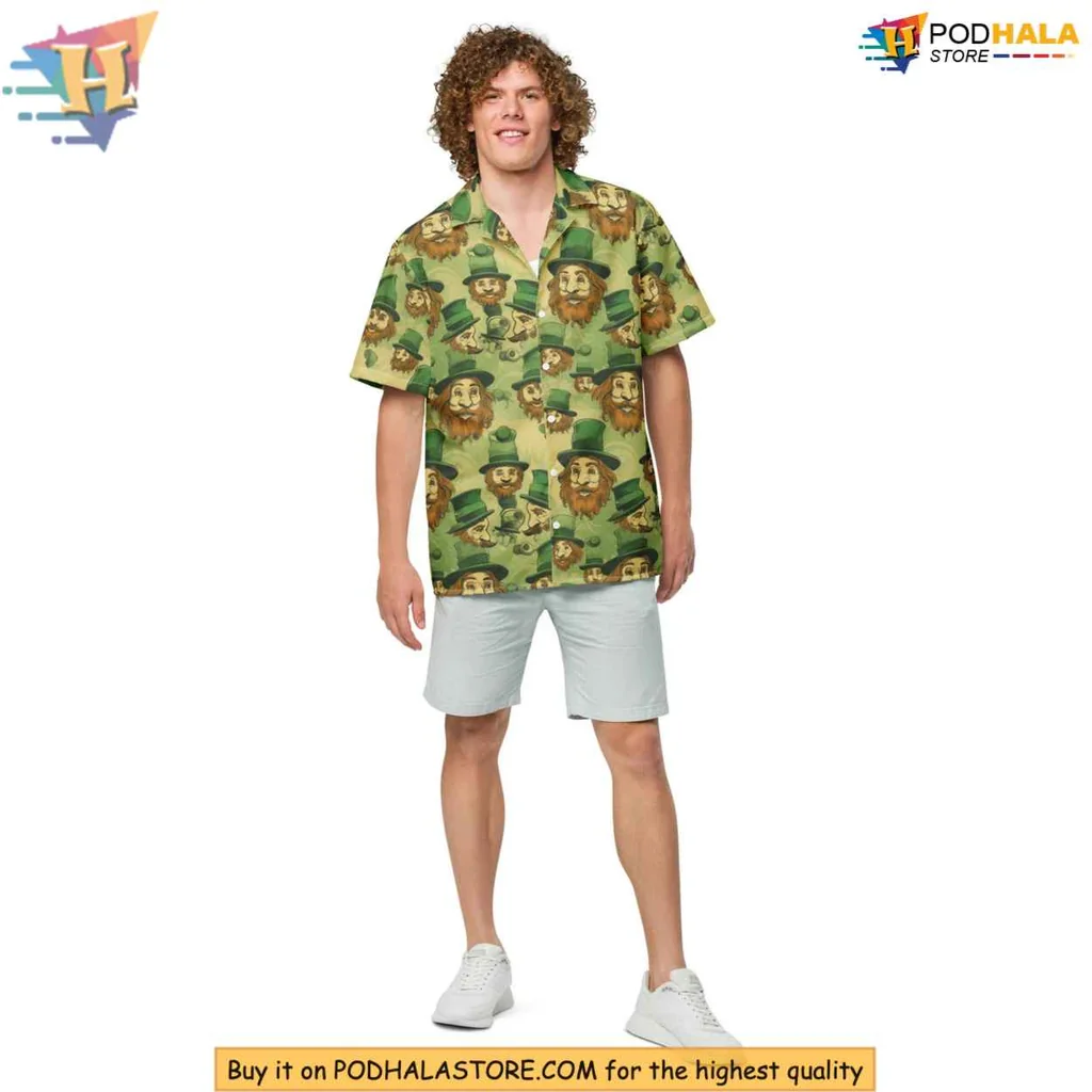 Leprechaun Hawaiian Shirt With Festive Green Design For St Patricks Day