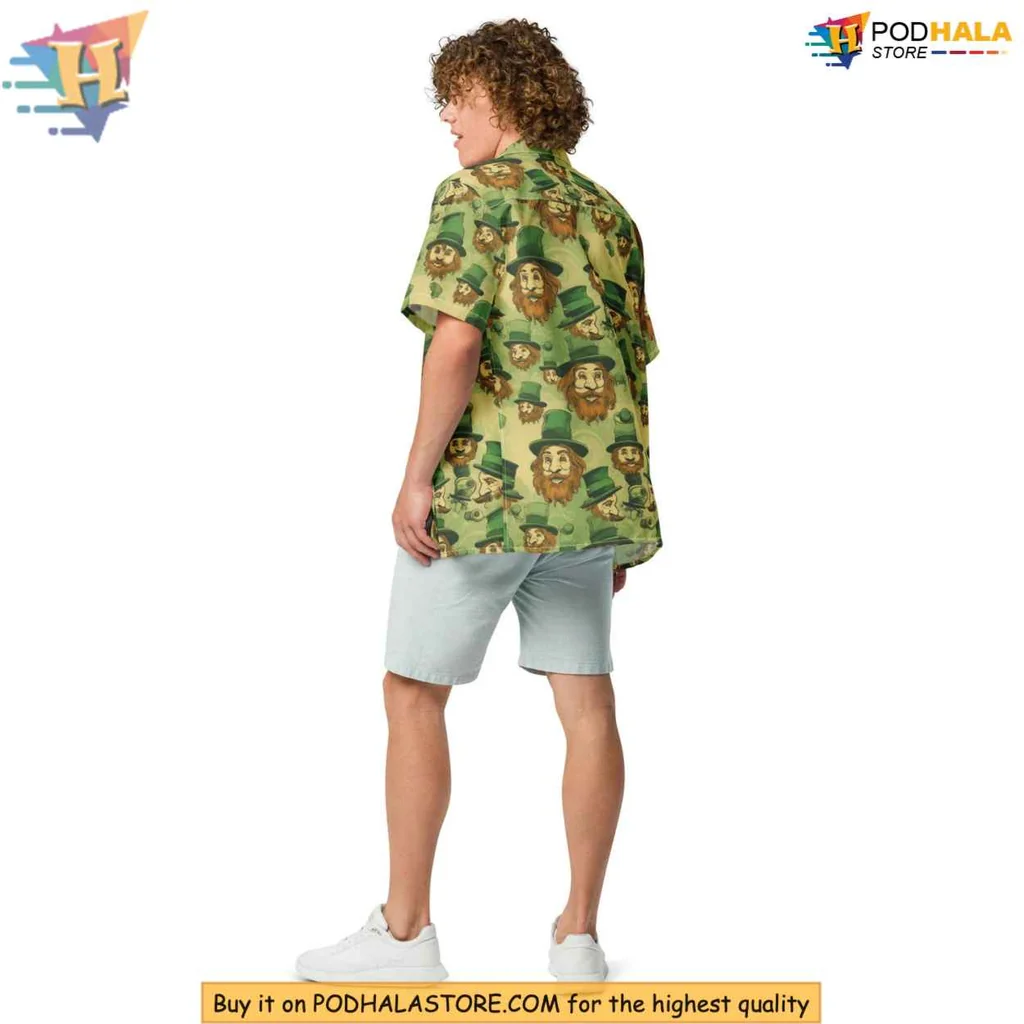 Leprechaun Aloha Shirt With Festive Green Design For St Patricks Day Leprechaun Aloha Shirt With Festive Green Design For St Patricks Day