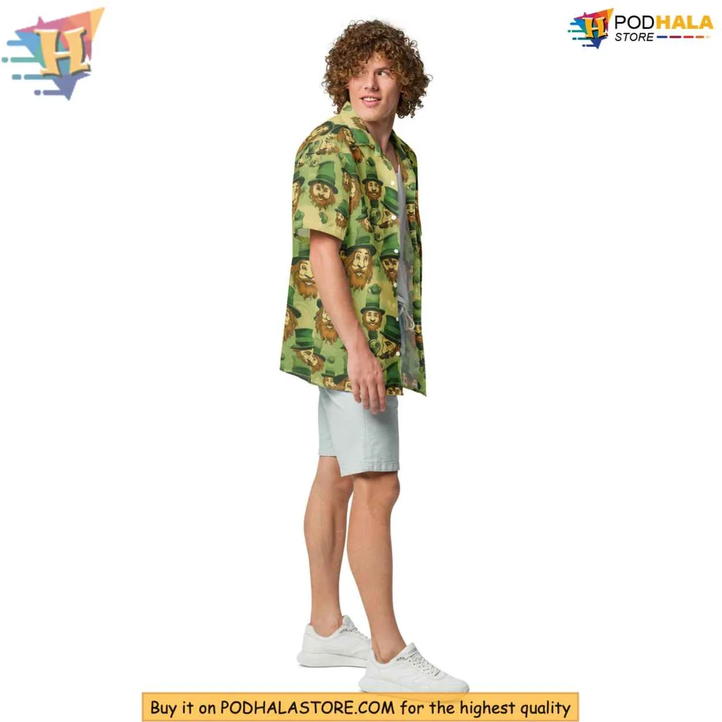 Leprechaun Tropical Shirt With Festive Green Design For St Patricks Day Leprechaun Tropical Shirt With Festive Green Design For St Patricks Day
