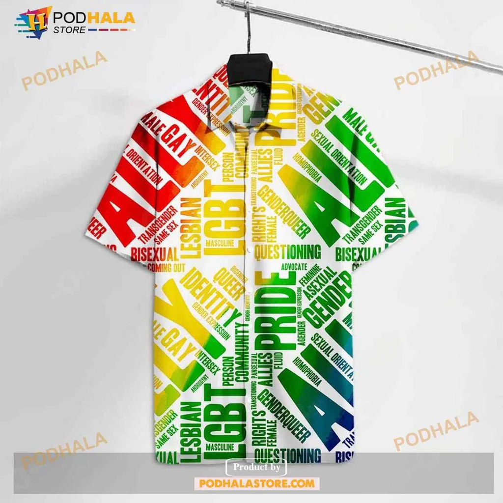 Lgbt Ally Rainbow Hawaiian Shirt With Colorful Pride Design